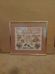 Superb 1995 Needlework Wedding Sampler, Modern Folk Art, Great Looking - Bild 1 von 7