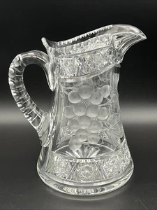 Antique Tuthill ABP Cut Glass VINTAGE & HOBSTAR Pattern 8 1/2" Pitcher -Signed - Picture 1 of 24