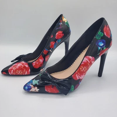 Madison by Shoe Dazzle Silvie Floral Vestido Zapato Tacón Bomba Flores Arco Acento 7.5 Foto 1 de 4