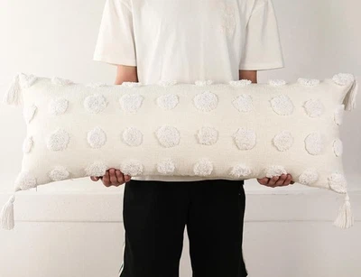 PANOD Decorative Long Lumbar Pillow Cover 14x36 Boho,Super Soft Chenille  - Image 1 of 4