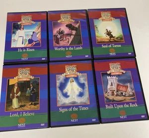Lot 6 DVDs Nest Animated Stories From The Bible New Testament He Is Risen, Saul - Foto 1 di 3