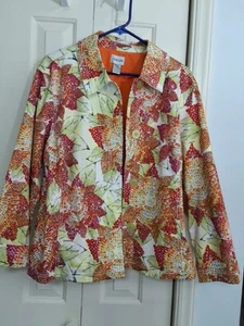 Chicos bunte hellorange Damen Sunburst Pailletten Jacke Größe 3 (XL) Kunst gebraucht, in einwandfreiem Zustand - Bild 1 von 8