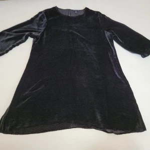 Vestido Eileen Fisher Negro Transparente Burnout Manga 3/4 Talla Grande Usado en Excelente Condición - Imagen 1 de 8