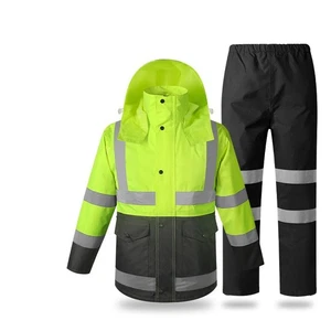 Waterproof Reflective Raincoat Set for Outdoor Cycling, Rain Jacket & Pants - Picture 1 of 14