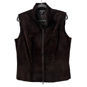 Classiques Entier Suede Vest Womens L Brown Merino Wool Knit Back Minimalist - Picture 1 of 4