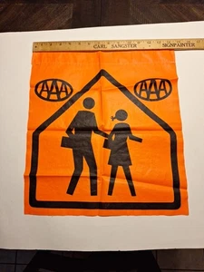 Rare Vintage AAA School Crosswalk Flag Orange  - Bild 1 von 3