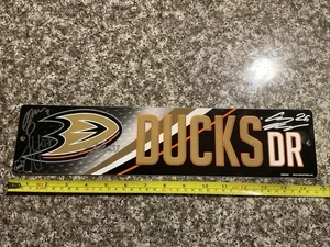Anaheim Ducks NHL 16" Street Sign W/ 4 Signatures- Cogliano,Silfverberg,Lindholm - Picture 1 of 6