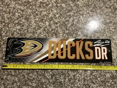 Anaheim Ducks NHL 16" Street Sign W/ 4 Signatures- Cogliano,Silfverberg,Lindholm - Image 1 of 4