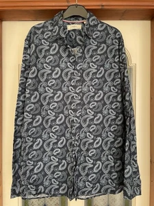 Produkt Large Blue Paisley Floral Pattern Long Sleeve Shirt Oasis Indie Mens - Picture 1 of 5