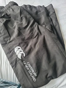 Black Canterbury Stadium Sport Tracksuit Bottoms Womens 12 Blk Lined Zip Leg - Picture 1 of 2