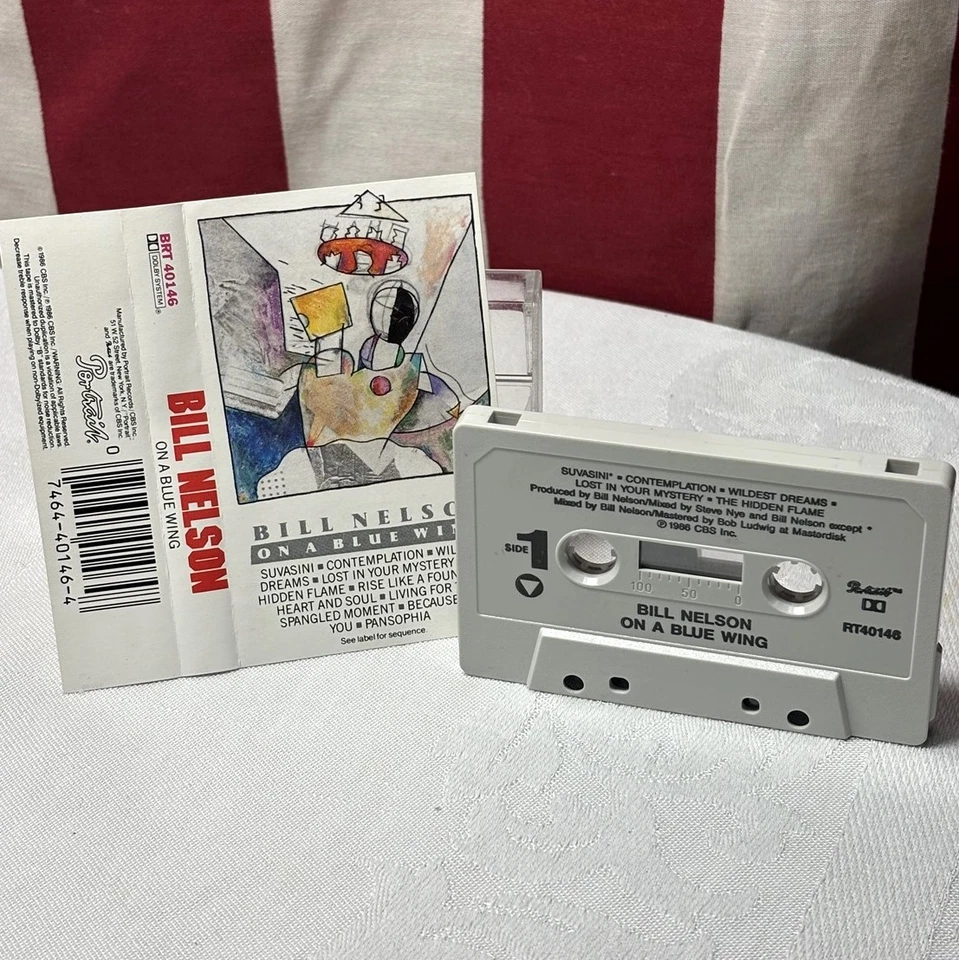 BILL NELSON On a Blue Wing cassette vtg Be-Bop Deluxe art rock 1986 experimental Foto 1 de 1