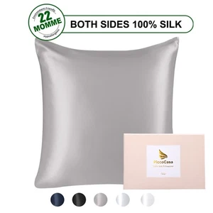 Silk Pillowcase for Hair Skin 22momme Silk Pillow with Zipper - Picture 1 of 17
