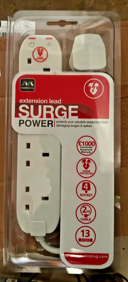 Masterplug Four Socket Power Surge Protected Extension Lead - Image 1 of 1