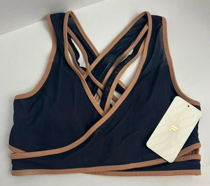 Fabletics Faye Medium Impact Sports Bra CrissCross FauxWrap Mesh Overlay Medium - Picture 1 of 5