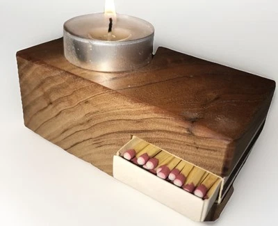 Juego de 2 candelabros de madera para luz de té MCM hecho a mano para cabaña casa de campo decoración Foto 1 de 4