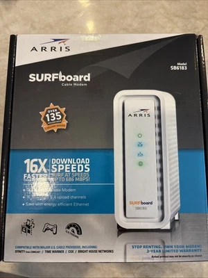 ARRIS SB6183 686 Mbps Cable Modem, White - 59243200300 - Image 1 of 3