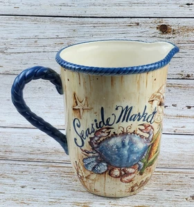 Certified International Seaside Market, 2.75 Quarts Pitcher, Nautical Charm - Picture 1 of 10