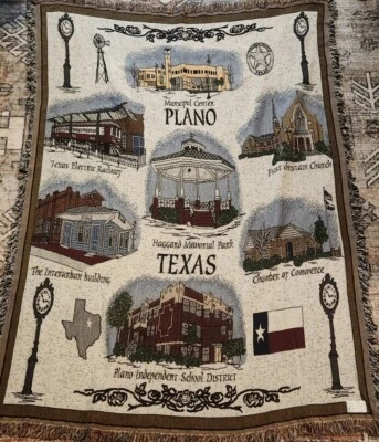 Manta tapiz tejida afgana Plano Texas 65x47 Foto 1 de 4