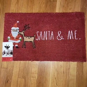 New Rae Dunn Santa and Me Christmas Claus Deer Doormat - 18x30 Red-Natural - Picture 1 of 5