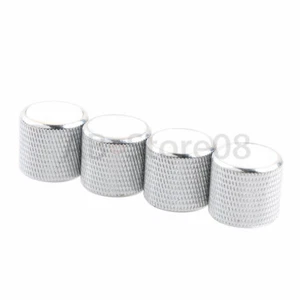 4 STCK. Gitarre Bass Lautstärkeregler Knöpfe weiß Schale Inlay Kuppel oben Chrom - Bild 1 von 5