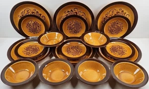 18 Pc Andre Ponche Decostone Gold Glade Plates Bowls Cups Lot Vintage Dish Retro - Picture 1 of 24
