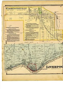 Antique 1870 Map of Liverpool & Washingtonville, Ohio from Columbiana Cty Atlas - Picture 1 of 4
