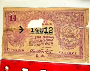 Vale 15c BILLETES LOTERÍA PUERTO RICO 1936 A HOSTOS Lotería Ficha moneda ficha ficha - Imagen 1 de 9