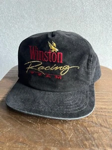 VTG 90s Winston Racing Team Hat Cap Snapback Black Suede Embroidery - Picture 1 of 10