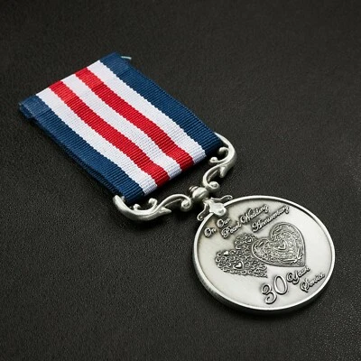 30th Pearl Wedding Anniversary Long/Distinguished SERVICE MEDAL. Gift/Present