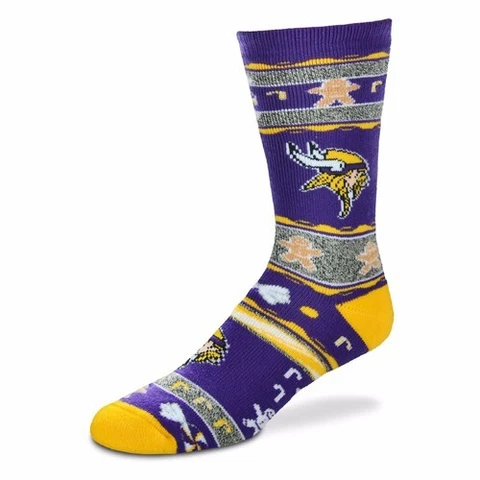 Minnesota Vikings NFL For Bare Feet Men's Ugly Christmas Socks-SZ L Cover