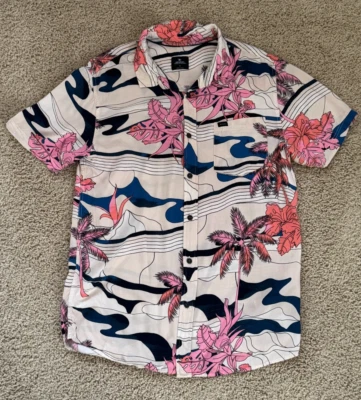 Rip Curl Barrel Killa Men's Hawaiian Shirt Size M Surf Tropical Print Button Up - Image 1 of 4