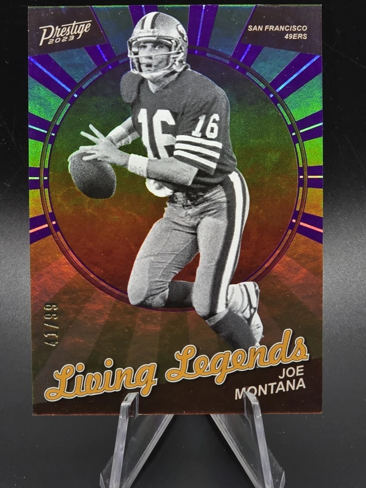 2023 Panini Prestige Living Legends Joe Montana Xtra Points Purple 41/99 49ers! - Image 1 of 2