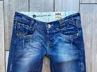 River Island Jeans 8 L relaxed bootleg boyfit mid wash buttons Buckle W28 L34