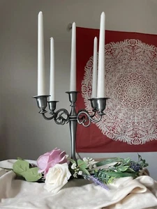 5-Candle Metal Candelabra 10.3Inch Tall 5 Arms Candle Holder Stick Taper Candles - Picture 1 of 7