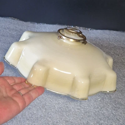 💡 ancienne lampe abat jour, suspension drapée art deco opaline avec griffe - Photo 1/4