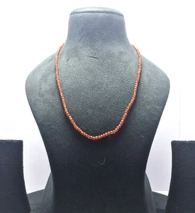 Natural Indian Red Zircon Gemstone 3mm Beads 925 Silver 12" Strand Necklace Mala - Picture 1 of 7