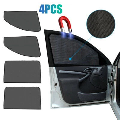 4Pcs Car Side Front Rear Window Magnetic Sun Shade Anti UV Cover Mesh Shield - Image 1 of 4