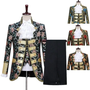 Mens Renaissance Medieval Sequins Jacket King Prince Royal Suits Wedding Costume - Picture 1 of 16