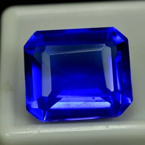 Natural 14.40 Ct Blue Tanzania Of Tanzanite Emerald Cut Gemstone GIE Certified - Picture 1 of 6
