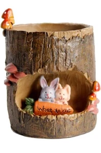 Flower Pot,Tree Hole Pots,Flower Plant Pot Office,Home Garden Decoration (Rabbit - Picture 1 of 4