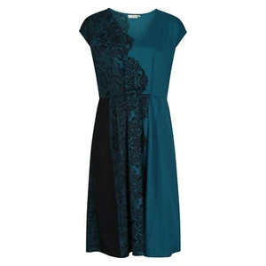 Teal Green Tea Dress Fit n Flare Anmol V Neck Lacy Floral Print BNWT Size 16