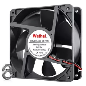 120mm x120 x 38mm 12V 2Pin Dual Ball 12cm Industrial Cooling Fan High Airflow - Picture 1 of 7