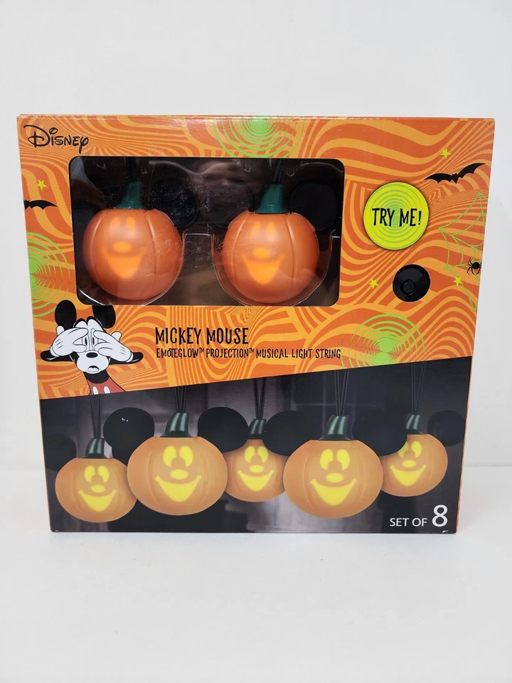 Disney Halloween Pumpkin Ears Mickey Projection Musical Light String Gemmy Watch