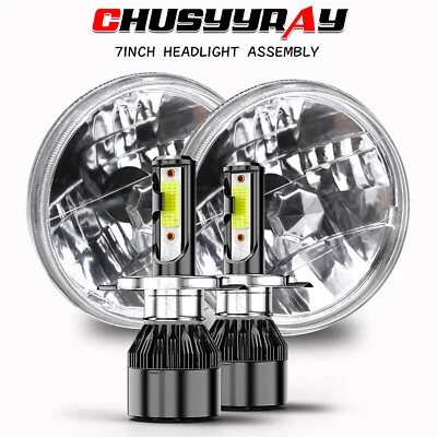 Pair 7 inch Round LED Hi/ Lo Beam Headlights Bulbs for Ford F100 F150 F250 Truck - Image 1 of 4