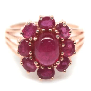925 Plata de Ley Chapado en Oro Rosa 6 x 8 Mm. Rubí Rojo Anillo Tamaño 6.25 - Imagen 1 de 4