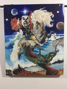 L' Angelo e il drago Olio su tela 50x60 cm anonimo realistico certificato - Picture 1 of 12