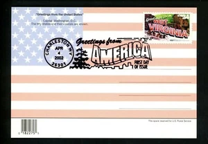US FDC 2002 Greetings America #3608 West Virginia WV Flag Map Large Letter PC - Picture 1 of 2