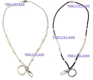 Perlen Echt Perlen Schlüsselband, Ausweis Abzeichen mit Schlüsselhalter Magnet Abreißverschluss - Bild 1 von 6