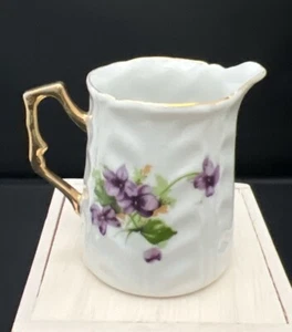 Antique Creamer Norcrest Sweet Violets Purple Gold Gilding Creamer Porcelain - Picture 1 of 6