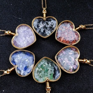 Dijes colgantes de cristal mezclados pulidos en forma de corazón de macadam natural de 7 piezas - Imagen 1 de 13